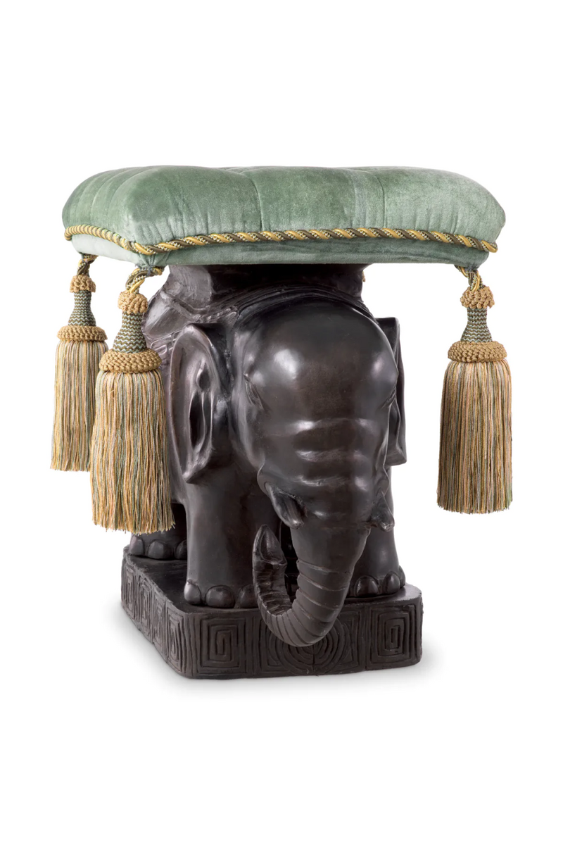 Puff de Terciopelo Verde y Bronce | Eichholtz Elephant | Oroa.es