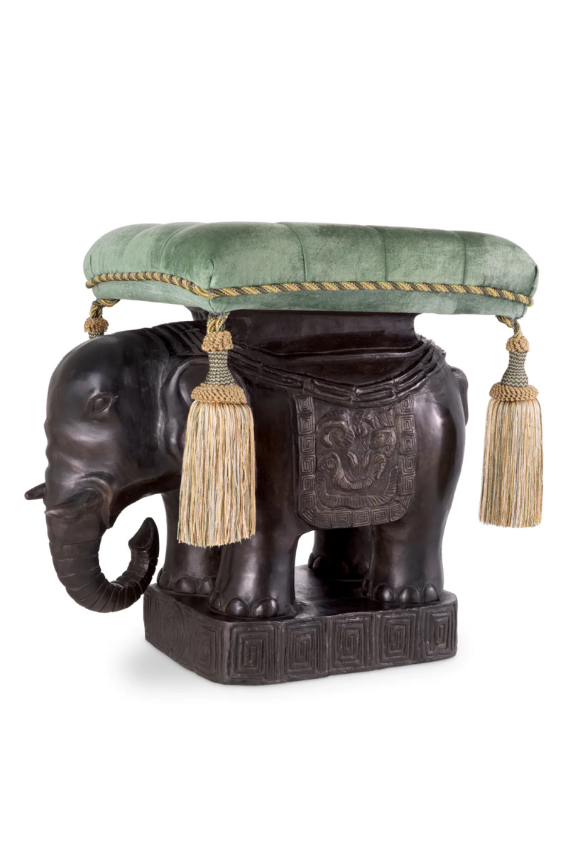 Puff de Terciopelo Verde y Bronce | Eichholtz Elephant | Oroa.es