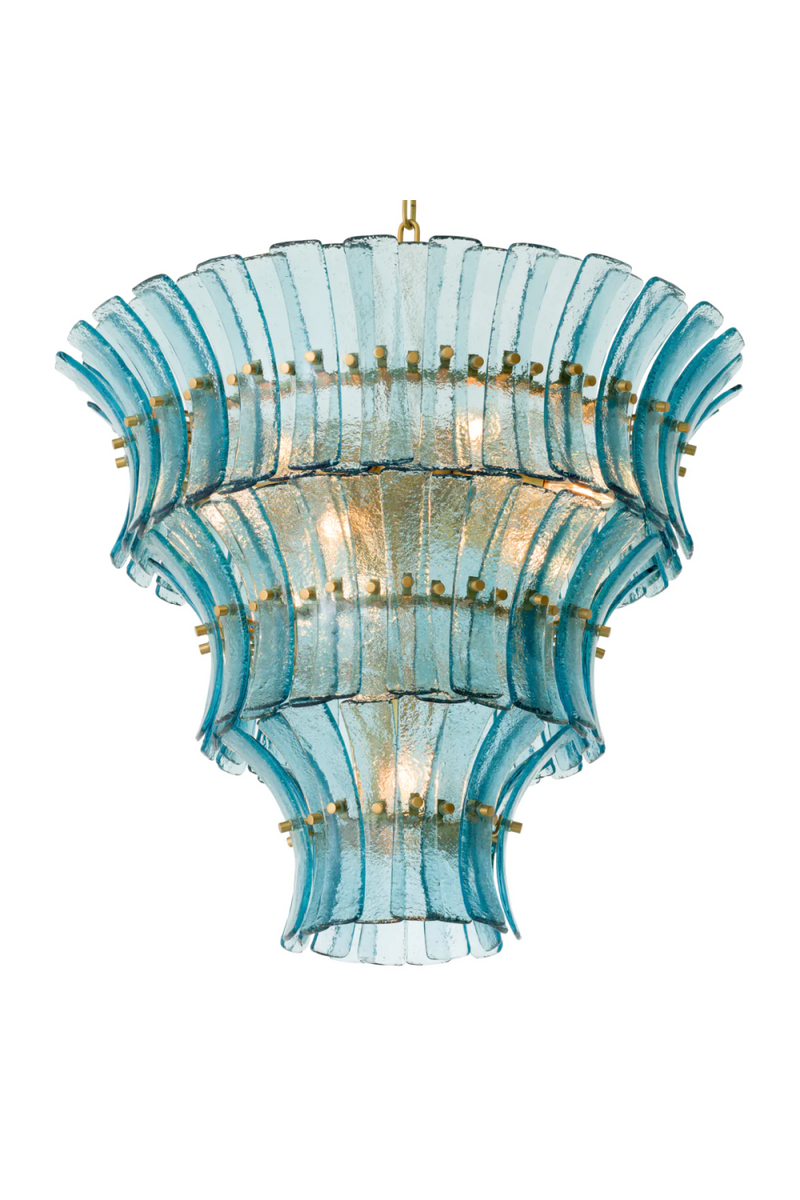 Lámpara de Techo en Latón Antiguo y Cristal Azul | Eichholtz Toscano | Oroa.es