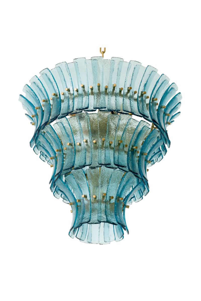 Lámpara de Techo en Latón Antiguo y Cristal Azul | Eichholtz Toscano | Oroa.es