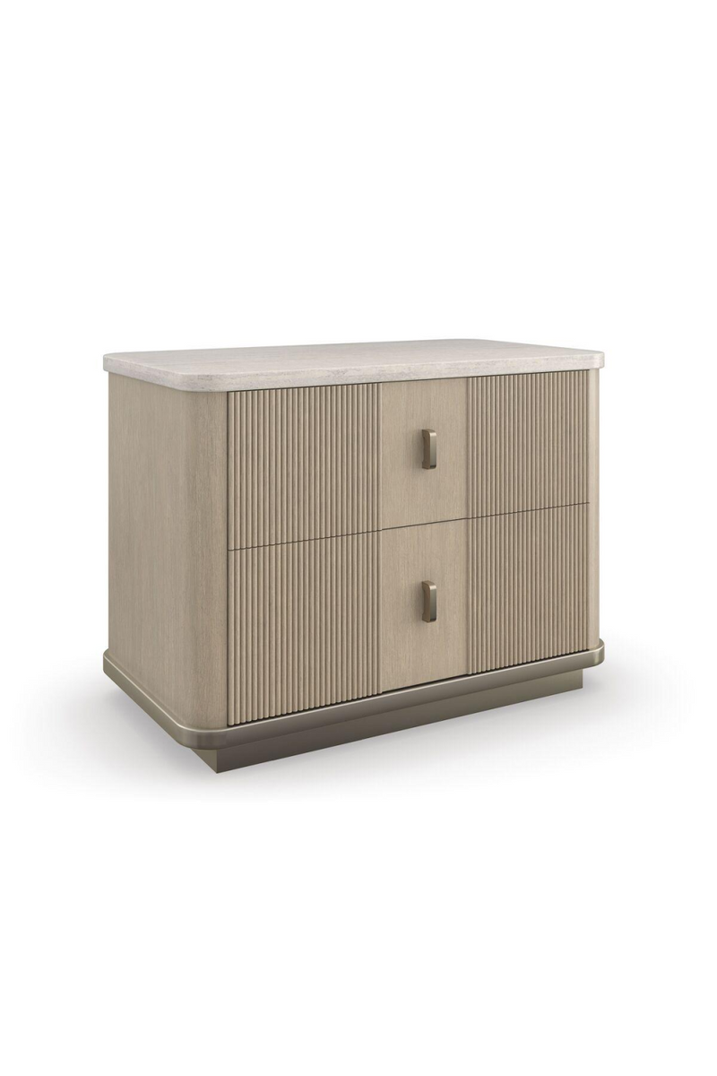 Mesita de Noche de Roble y Travertino | Caracole Rythme | Oroa.es