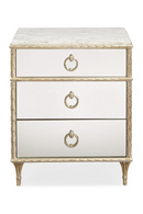 Mesita de Noche de Mármol Blanco y Cristal Espejado | Caracole Fontainebleau | Oroa.es