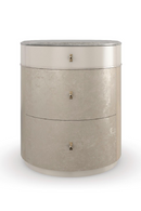 Mesita de Noche Redonda en Madera y Piedra Gris | Caracole Hang | Oroa.es