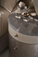 Mesita de Noche Redonda en Madera y Piedra Gris | Caracole Hang | Oroa.es