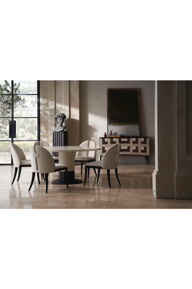 Mesa de Comedor Redonda de Madera Marfil | Caracole Dorian | Oroa.es