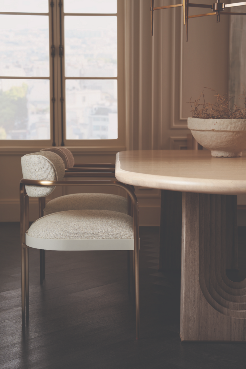 Mesa de Comedor Extensible de Travertino | Caracole Emphasis | Oroa.es