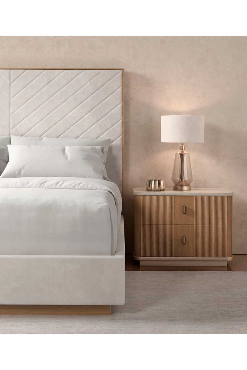 Mesita de Noche de Roble y Travertino | Caracole Rythme | Oroa.es