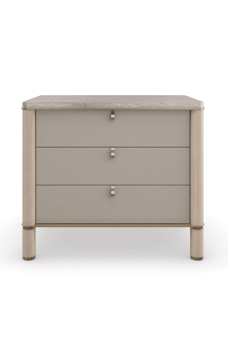 Mesita de Noche en Madera y Travertino | Caracole Balance Drawer | Oroa.es