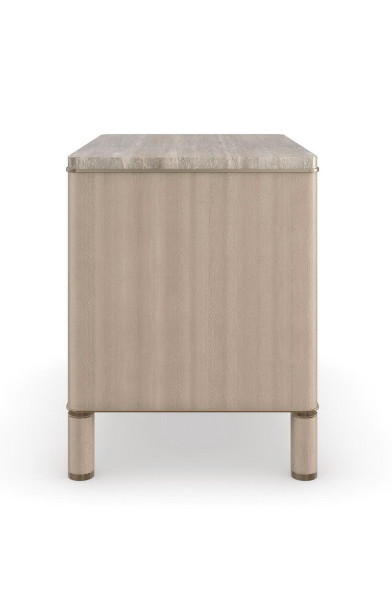 Mesita de Noche en Madera y Travertino | Caracole Balance Drawer | Oroa.es