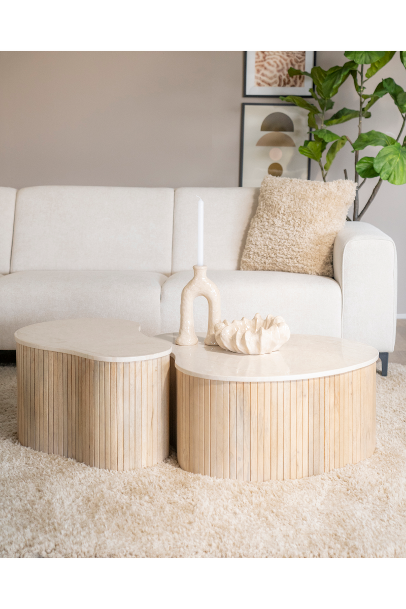 Mesa de Centro de Madera de Mango y Mármol | OROA Home Kira