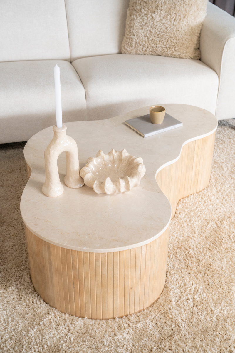 Mesa de Centro de Madera de Mango y Mármol | OROA Home Kira