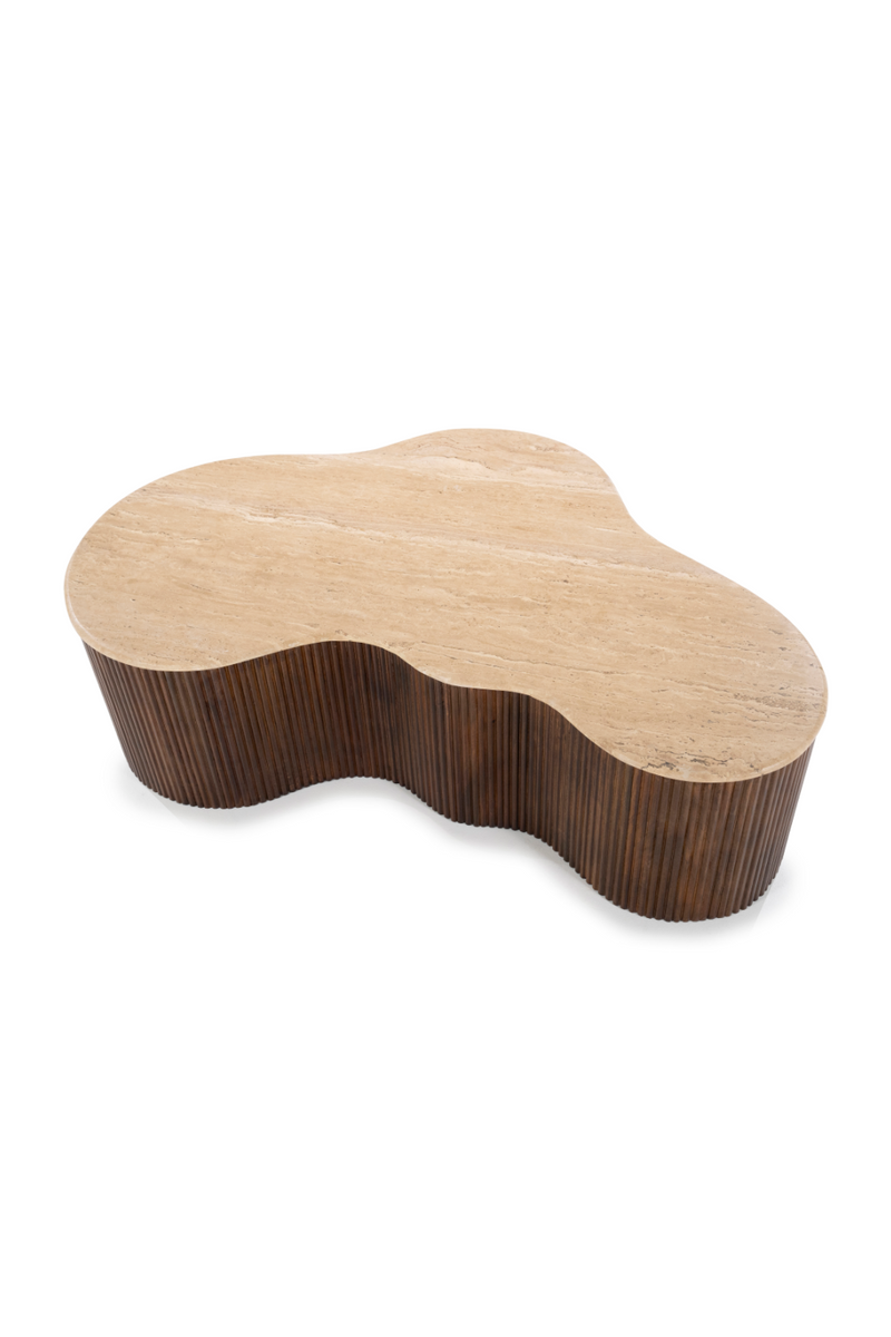 Mesa de Centro de Madera de Mango y Travertino | OROA Home Mari