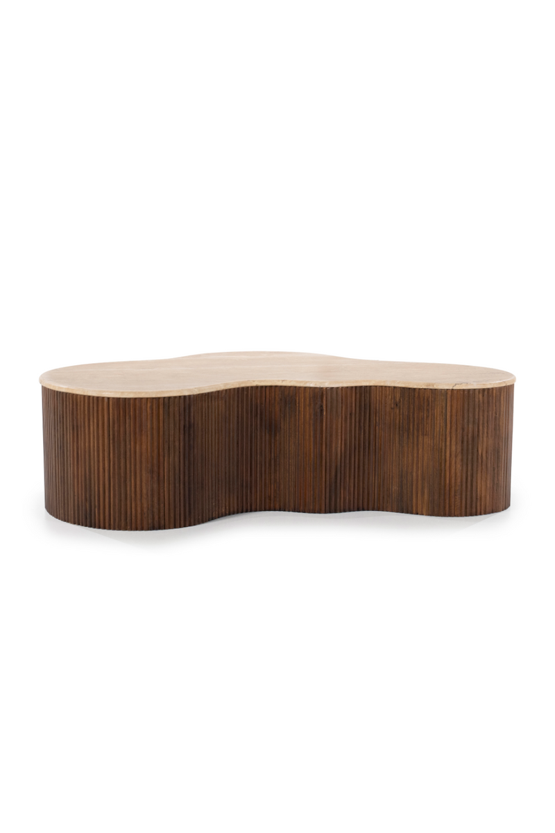 Mesa de Centro de Madera de Mango y Travertino | OROA Home Mari