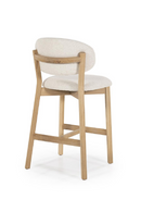 Taburete Madera de Roble Natural y Tejido Beige | OROA Home Mikky | Oroa.es