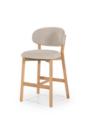 Taburete Madera de Roble Natural y Tejido Taupe | OROA Home Mikky | Oroa.es