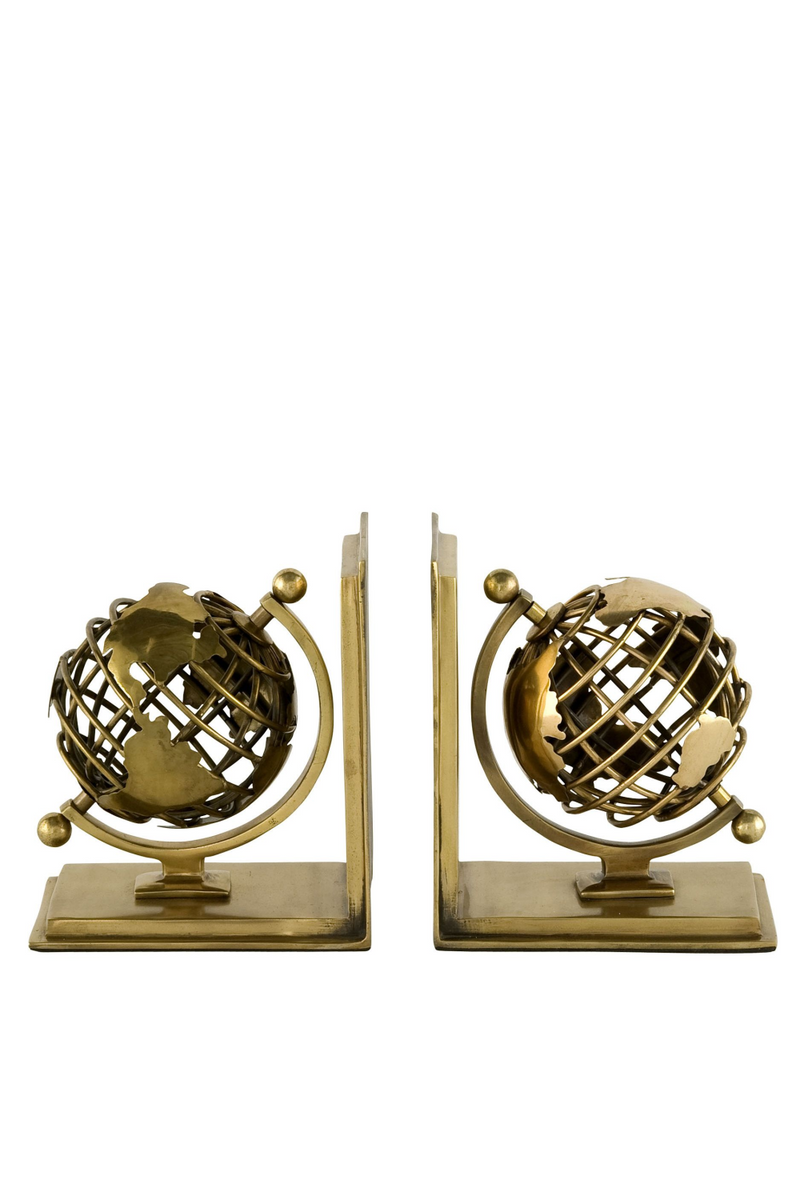 Set de Sujetalibros de Latón | Eichholtz Globe | OROA.es