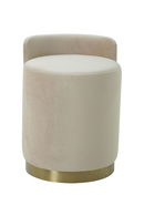 Tabouret rond en velours taupe | Andrew Martin Otis | Meubleluxe.fr