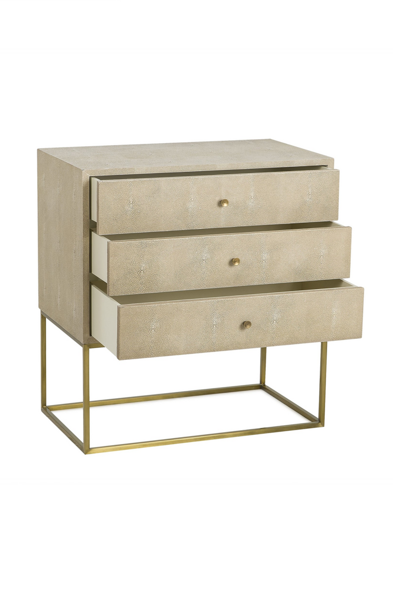 Cream Contemporary Three Drawer Nighstand | Andrew Martin | OROA